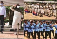 एसडीएम शशि वसुंधरा ने ध्वजारोहण करते हुए ली पूर्वाभ्यास परेड की सलामी