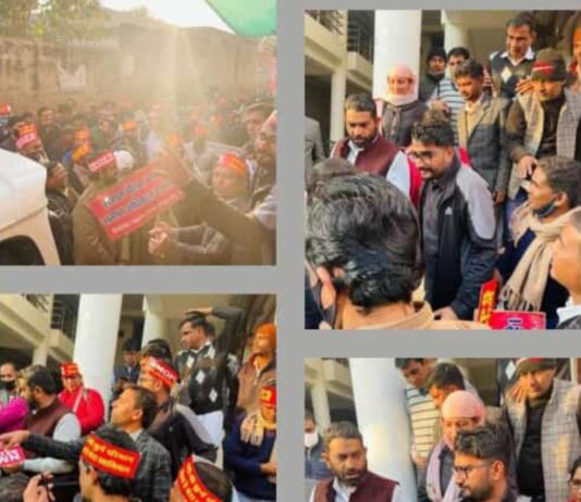 भादरा मे आज पुरानी पेंशन बहाली की मांग को लेकर की पैदल यात्रा।